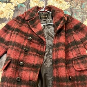 NWT COACH Plaid Long Peacoat